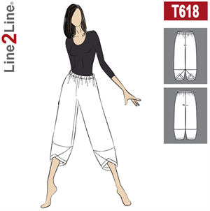 Line2Line snitmønster - T618 Posebuks med manchet effekt